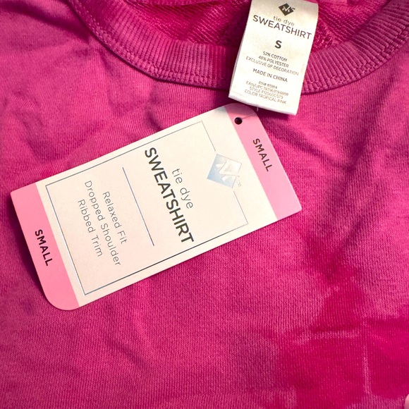 Members mark, size small, shorts and top sweater suit, NWT, pink tie die - Picture 2 of 3